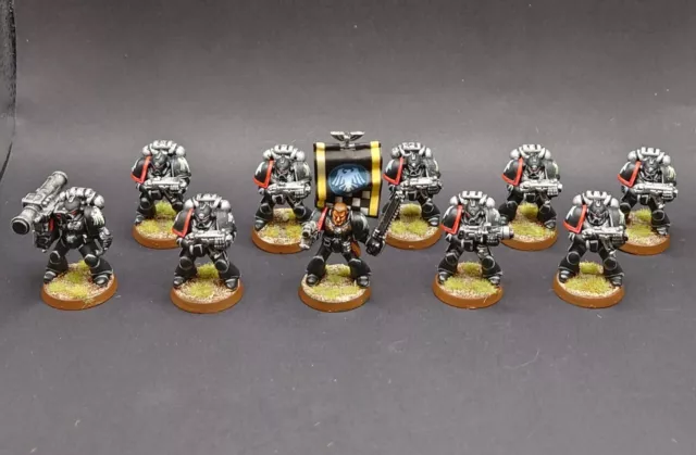 Warhammer 40k Space Marine taktische Truppe Raven Guard 2. Auflage Einbeinstativ 90er