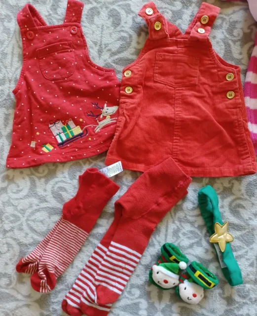 Pacchetto Di Abbigliamento Neonato Ragazze Inc Babygrows Top Leggings Cardi Natale Articoli ++ 7