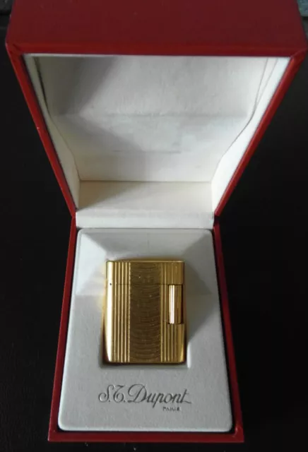 ST-DUPONT-SOUBRENY-FEUERZEUG-GOLD-FINISH-LIGHTER-ACCENDINO-BRIQUET-ORIGINAl BOX