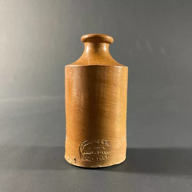 Antique Vintage J. Bourne Patentee Denby London Pottery Stoneware Ink Bottle
