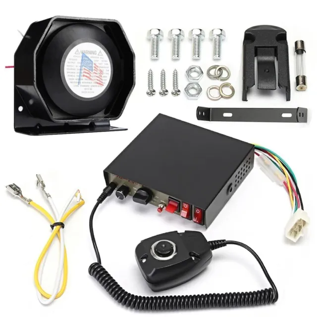 200W 8 Sounds Loud Universal Car Warning Alarm Horn PA Speaker MIC System USA