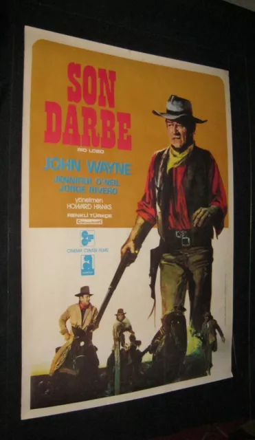 Original JOHN WAYNE RIO LOBO Rare Art Style Turkish Rolled One Sheet