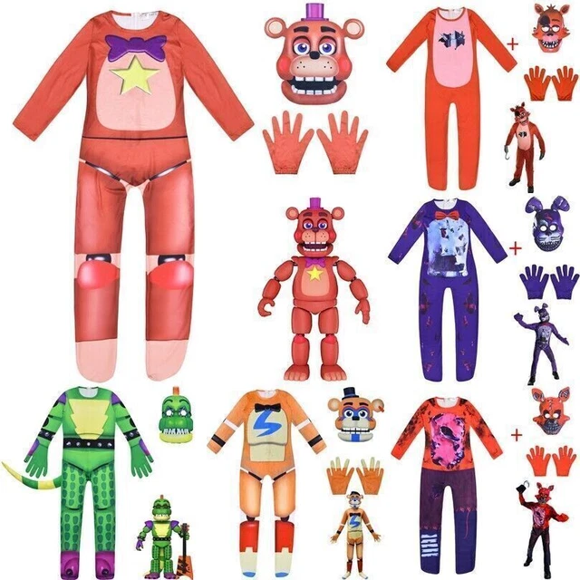 KIDS FIVE NIGHTS At Freddy FNAF Costume Jumpsuit Gloves Mask Party ...