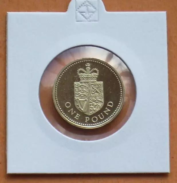 1988 Proof One Pound Royal Shield £1 Coin From A Royal Mint Proof Set.