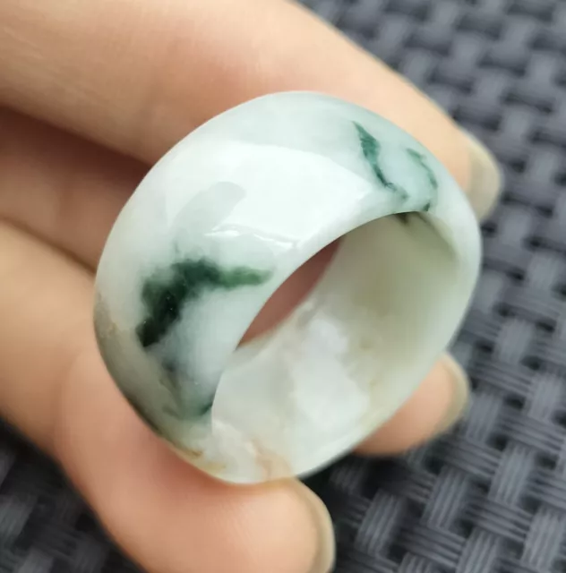 Certified Floral Green Natural A Jadeite Carved Ring & Pendant Inner 20mm 戒指