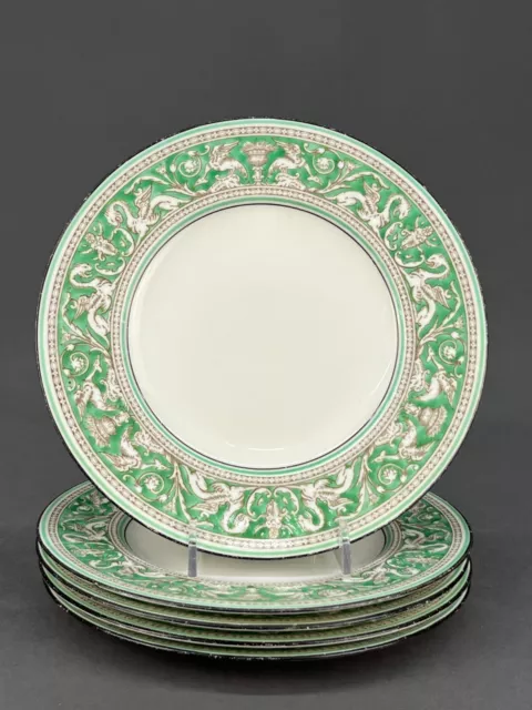 5 Wedgwood "Florentine" W799 China Green Dragon 8" Salad Plates; 1960's