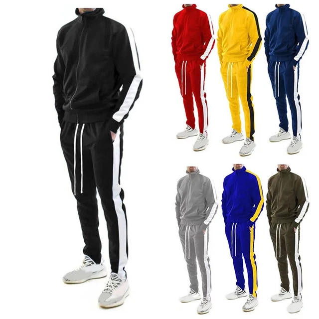 Tuta Da Uomo Con Zip Intera Set Sportivo Pantaloni Sportivi Felpa Con -