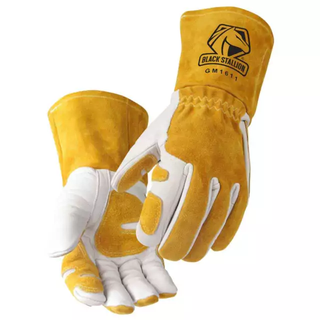 Black Stallion GM1611-WT Cowhide MIG Glove with Reinforced Palm & Thumb Large