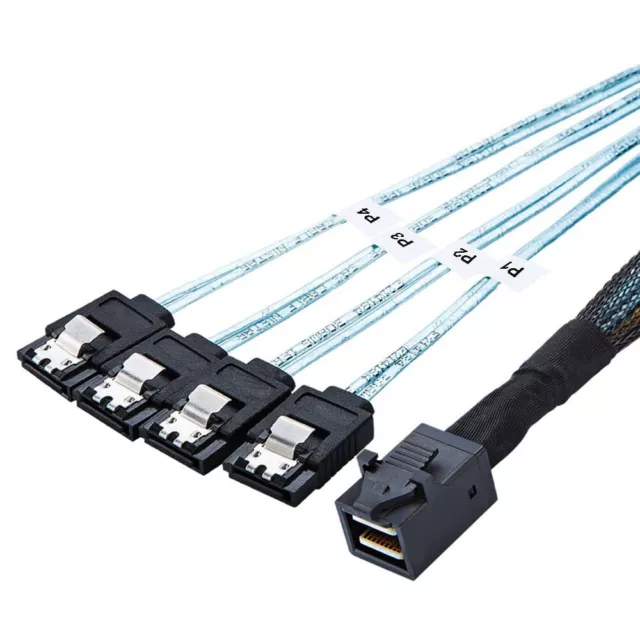 Mini-SAS HD to 4 SATA Forward Breakout Cable RAID HBA SFF-8643 to SATA SSD HDD