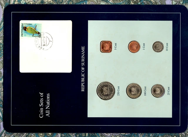 Coin Sets of All Nations Suriname UNC 1987-1989 10,25,100,250 cents 1989
