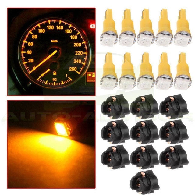 10x T5 17 58 Twist Socket PC74 Instrument Panel Cluster Yellow Dash Light Bulb