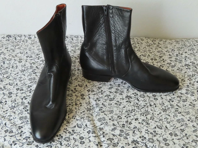 MORESCHI ITALY MENS Black Genuine Calf Skin Zipper Ankle  display picture 3