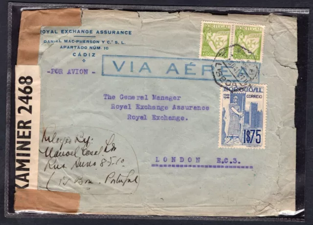 PORTUGAL 1941 Censored Cover to England. . Faults