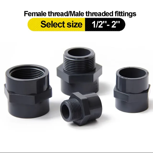 PVC Plain Socket  Male BSP Thread Water Pipe Fitting Solvent Weld Threaded Black