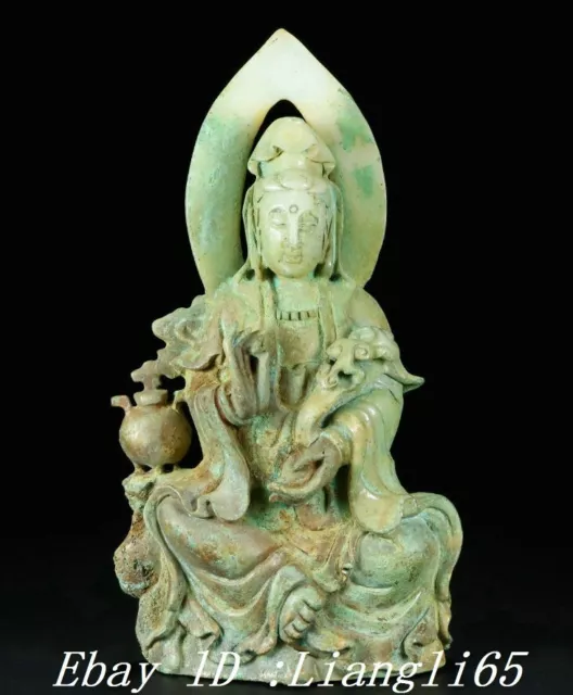 7'' Dynastie Hetian Jade Kwan-yin Guan Quan Yin Bodhisattva Ruyi Censer Godne