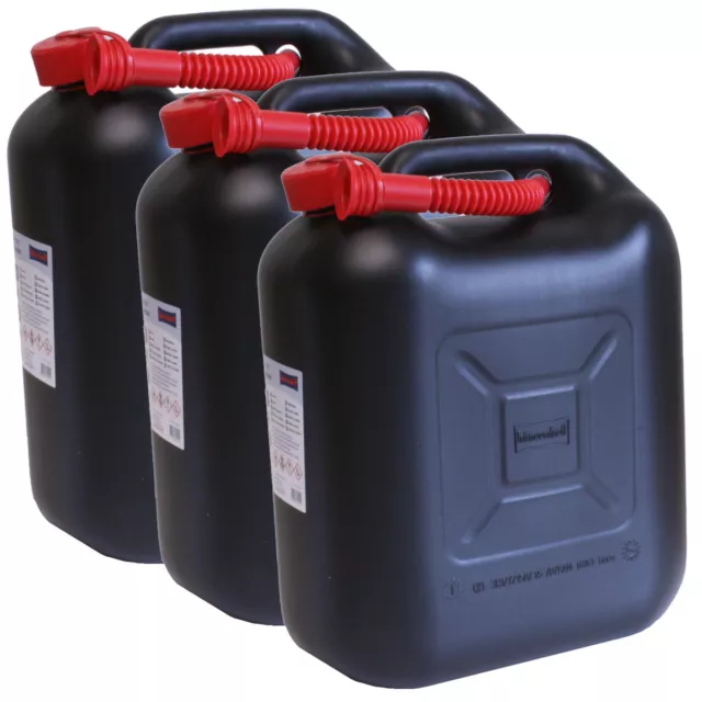 3er Set Benzinkanister 20L schwarz NEU 3x Kraftstoff-Kanister 20 Liter Germany !