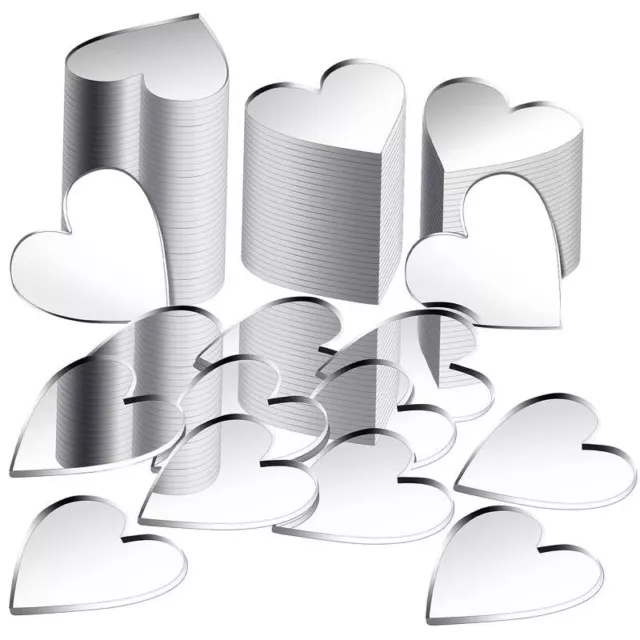 100pcs Decorative Love Heart Shaped Acrylic Mirror DIY Wall Stickers