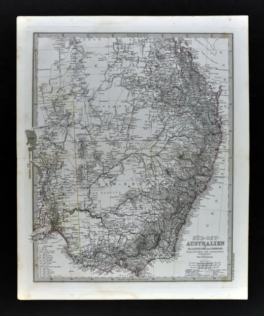 1876 Petermann Map Australia Sydney Melbourne Adelaide New South Wales Victoria