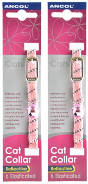 Clip di sicurezza elastica Ancol Reflective Tessuto Morbido Gatto Rosa Confezione da 2 Offerta