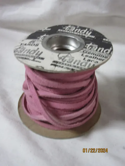 Tandy Suede Leather PINK Lace Spool Handicrafts 43 Ft. TSLPL-43