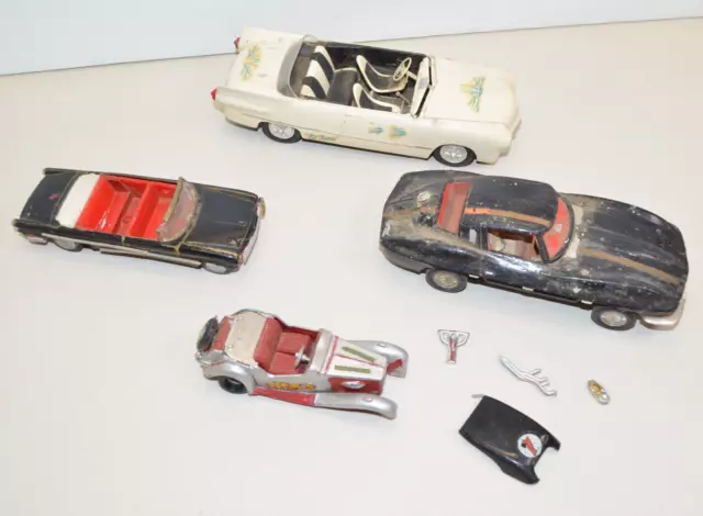Vintage JUNKYARD MODEL PARTS Lot Built Up Corvette Stingray Hawk 1962 Rubber Ban