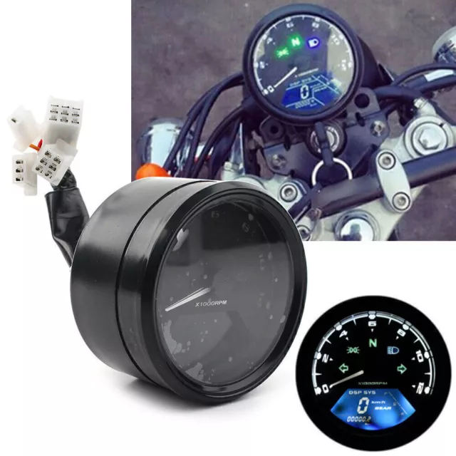 LCD Digital Universal Motorcycle Odometer Speedometer Tachometer 12000RPM Gauge