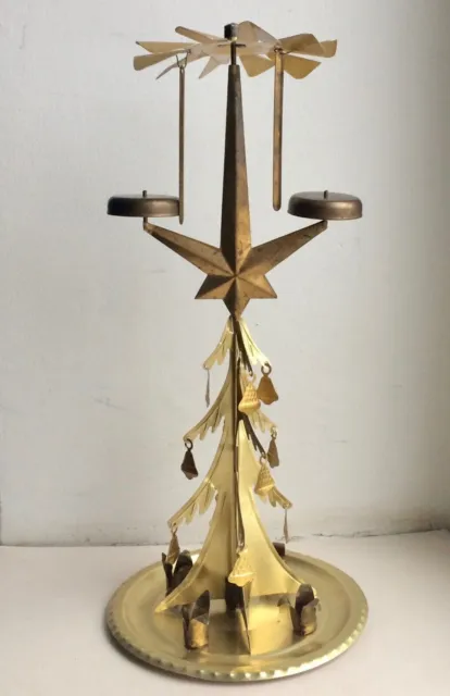 Vintage metal Christmas tree / Candle Holder/ Christmas Pyramid carillon Germany