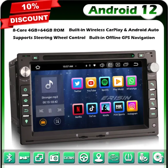 64GO Android 12 GPS Autoradio Navi Pour VW Jetta Golf 4 T5 Polo SEAT Ibiza Skoda