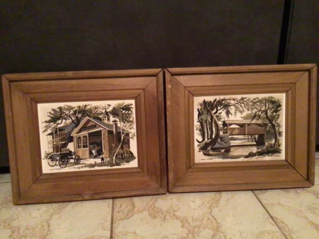 Lot of 2 Framed Mark Coomer Serigraphs - Georgetown & New Orleans MCM Art  Prints