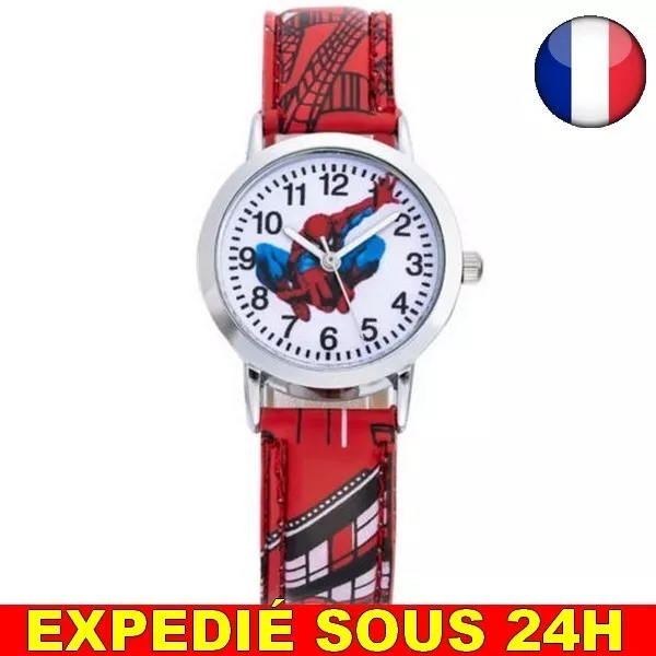 ✅ Montre Spiderman Rouge Quartz Analogique Silicone Enfant Super Héros Héro