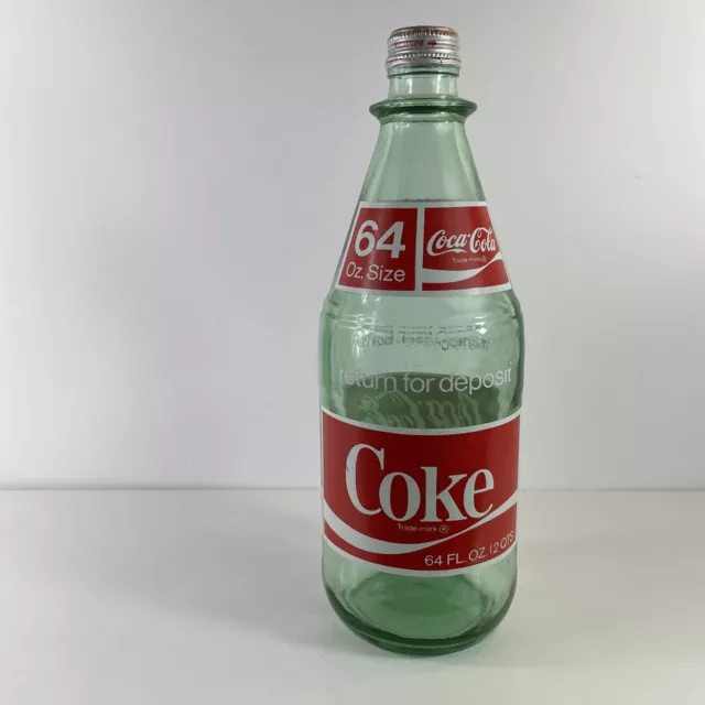 Vintage 1970's~ 64 Oz Coke Bottle~ Coca-Cola Glass Bottle~ Scarce 2