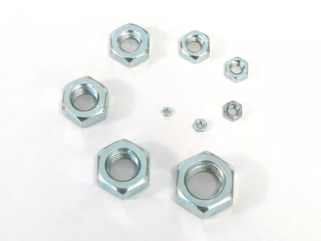 Écrous Hexagonaux M2, 2,5, 3, 4, 5, 6, 7, 8, din 934-8, Zingué, Écrou