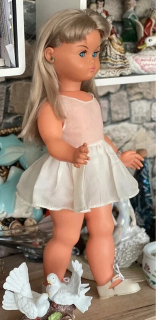 Poupée Migliorati 50 Cm - Blonde Aux Yeux Bleus, Vintage, Fabriquée En Italie