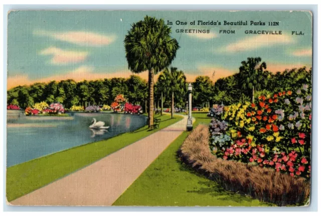 1941 One Florida's Beautiful Parks Greetings From Graceville Florida FL Postcard