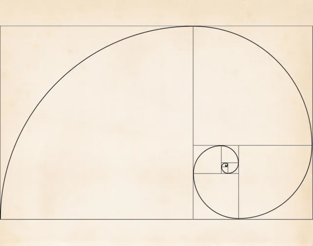 Fibonacci Spiral Series Mathematics Numbers Sequence Golden Ratio Art Print