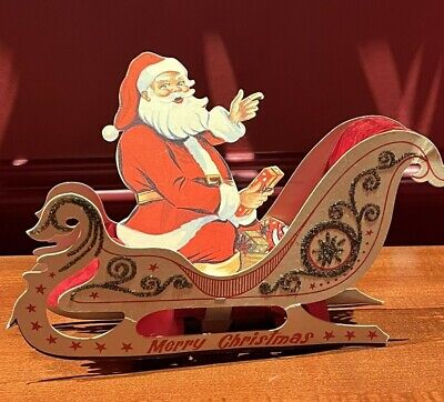 Vintage Amscan Paper Santa and Sleigh | Honeycomb Decoration ~ Made in Denmark