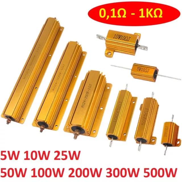 5W/10W/25W/50W/100W/200W/300W/500W Golden Aluminium Load Resistor Wirewound RX24