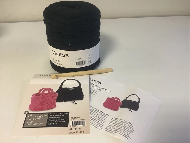 Häkelgarn Wolle Bändchengarn Häkeln Tasche / Korb ca. 950g. schwarz R6v