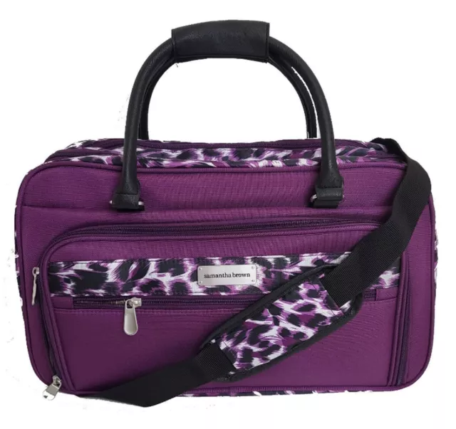 Samantha Brown Carry-All Travel Bag Luggage Organizer Carry On ~Purple Leopard