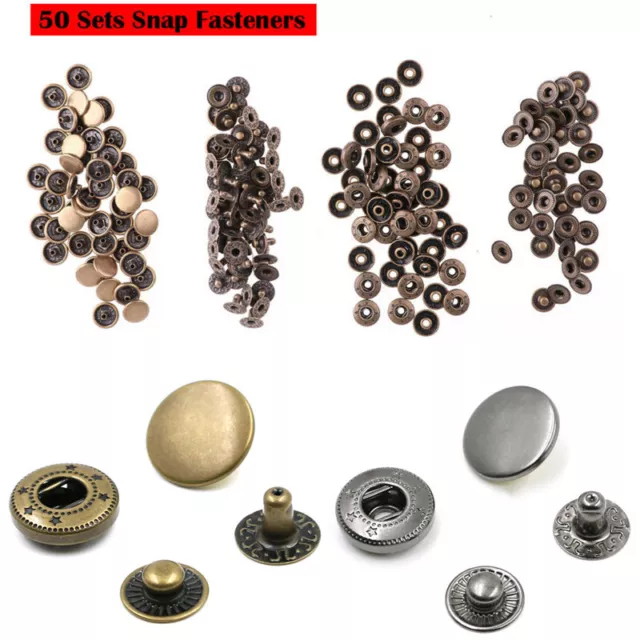 200 Metal Snap Fasteners Press Stud Round Sewing Rivet Button Leather Craft 10mm