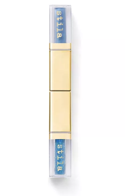 Stila Double Dip Suede Shade Glitter & Glow Liquid Eye Shadow Blue Jean New #