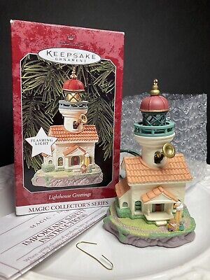 Vtg 1998  Hallmark Keepsake Lighthouse Greetings Ornament Magic Collector Series