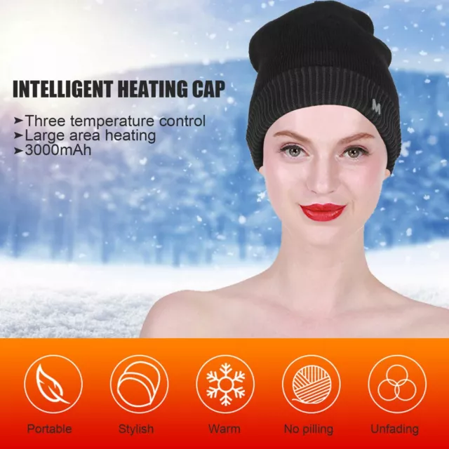 USB Rechargeable Heating Hat Winter Outdoor Warm Fast Heating Breathable Hat GHB