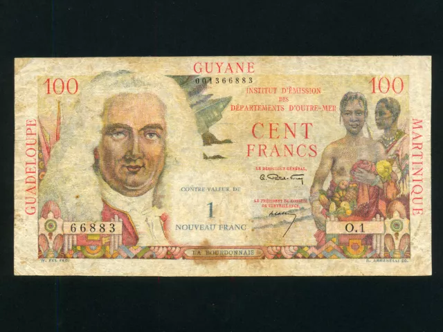 French Antilles:P-1,1 New Fr On 100 Fr,1961 * Guadeloupe/Guyane/Martinique *