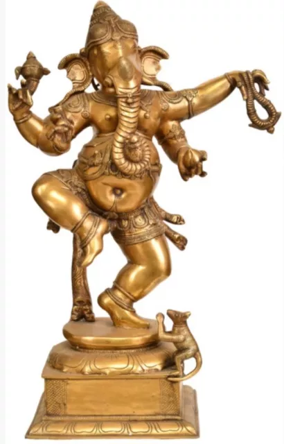 BIG JAI Ganesh GANESHA Dancing Large Statue 24.5" Brass Hindu God Figure 18.5 KG