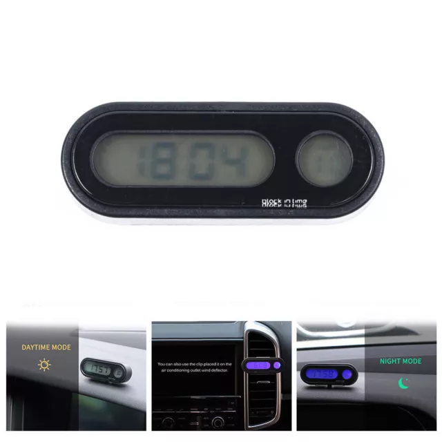 Car Mini 2 In 1 Clip On Digital Clock Thermometer Avec écran LCD Accessoires De 2