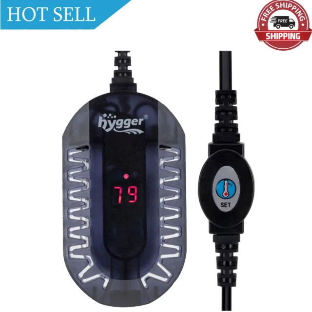 Hygger Mini Glass Aquarium Heater Adjustable LED Digital Temperature Display ...