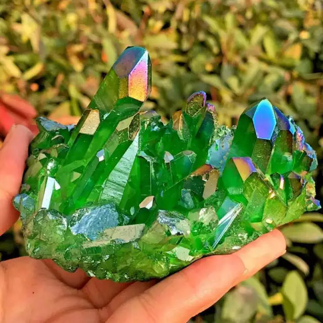 120g Large Natural Healing Green Aura Crystal Reiki Titanium VUG Quartz Cluster