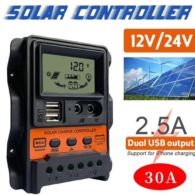 12V 24V DUAL USB LCD PWM Solar Charge Solar Panel Controller Charger ...