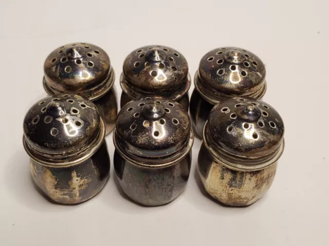 Set of 6 Vintage Sterling Silver Small Salt/Pepper Shakers - 38.45 Grams